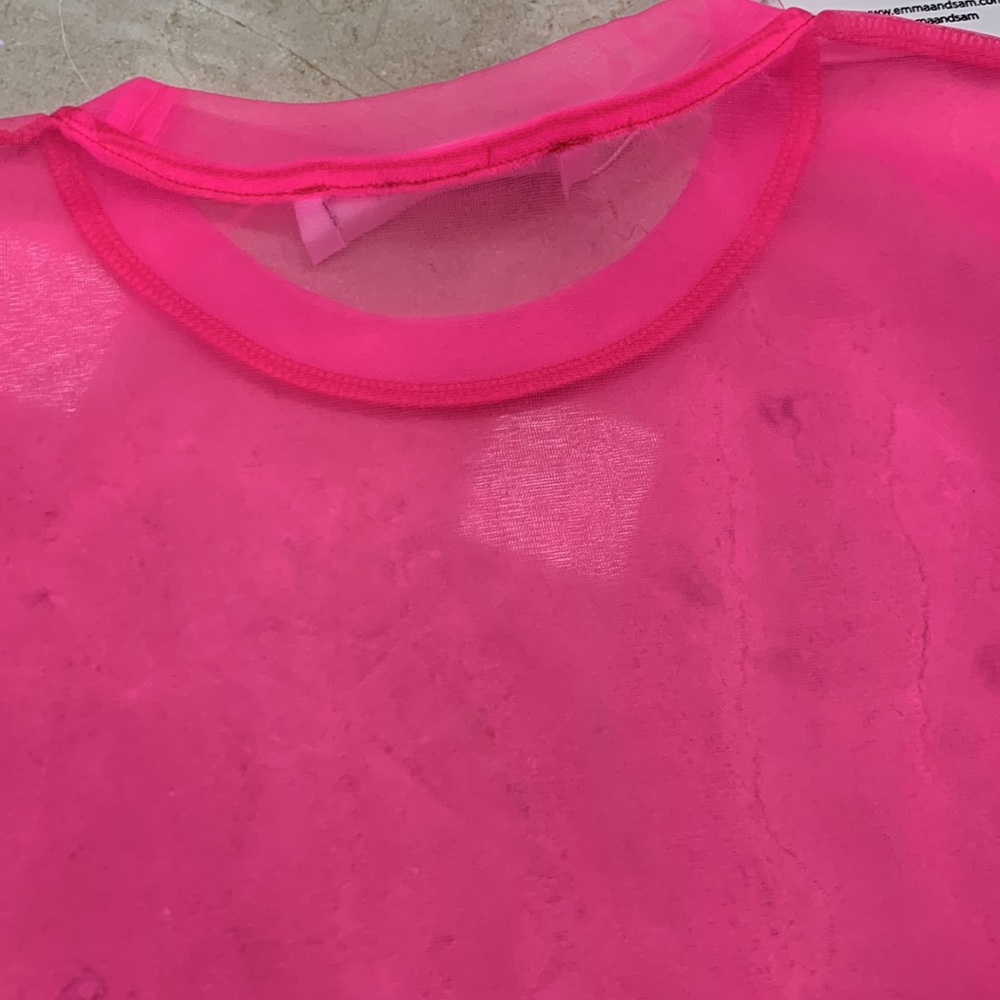 EMMA & SAM MESH CROPPED SHORT SLEEVE TOP LAYERING IN HOT PINK SZ SMALL, MEDIUM - Picture 11 of 14